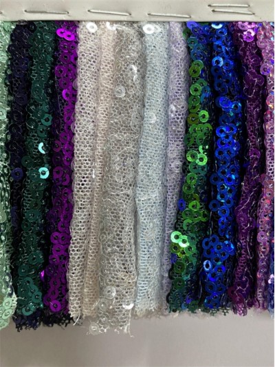 GZ-XP 珠片彈性網亂花閃光布   幅寬：125-130cm   成分：100% / 珠片PET 後面照